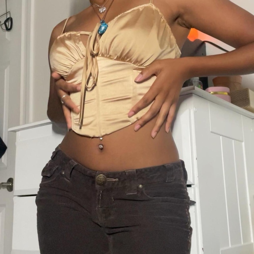 Pacsun Gold Corset Tank Top XS | Vintage-Inspired Party Top Vegas Glam